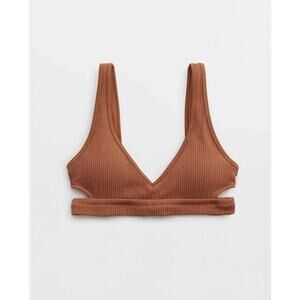 Aerie Crinkle Voop Cut Out Bikini Top XL Womens Swimwear‎ Textured Ribbed